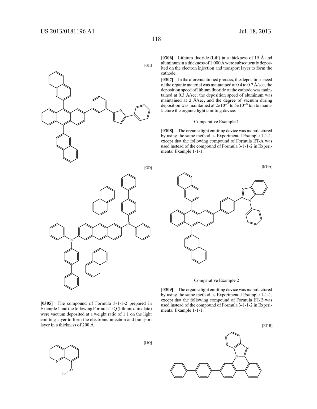 COMPOUNDS AND ORGANIC ELECTRONIC DEVICE USING THE SAME - diagram, schematic, and image 124