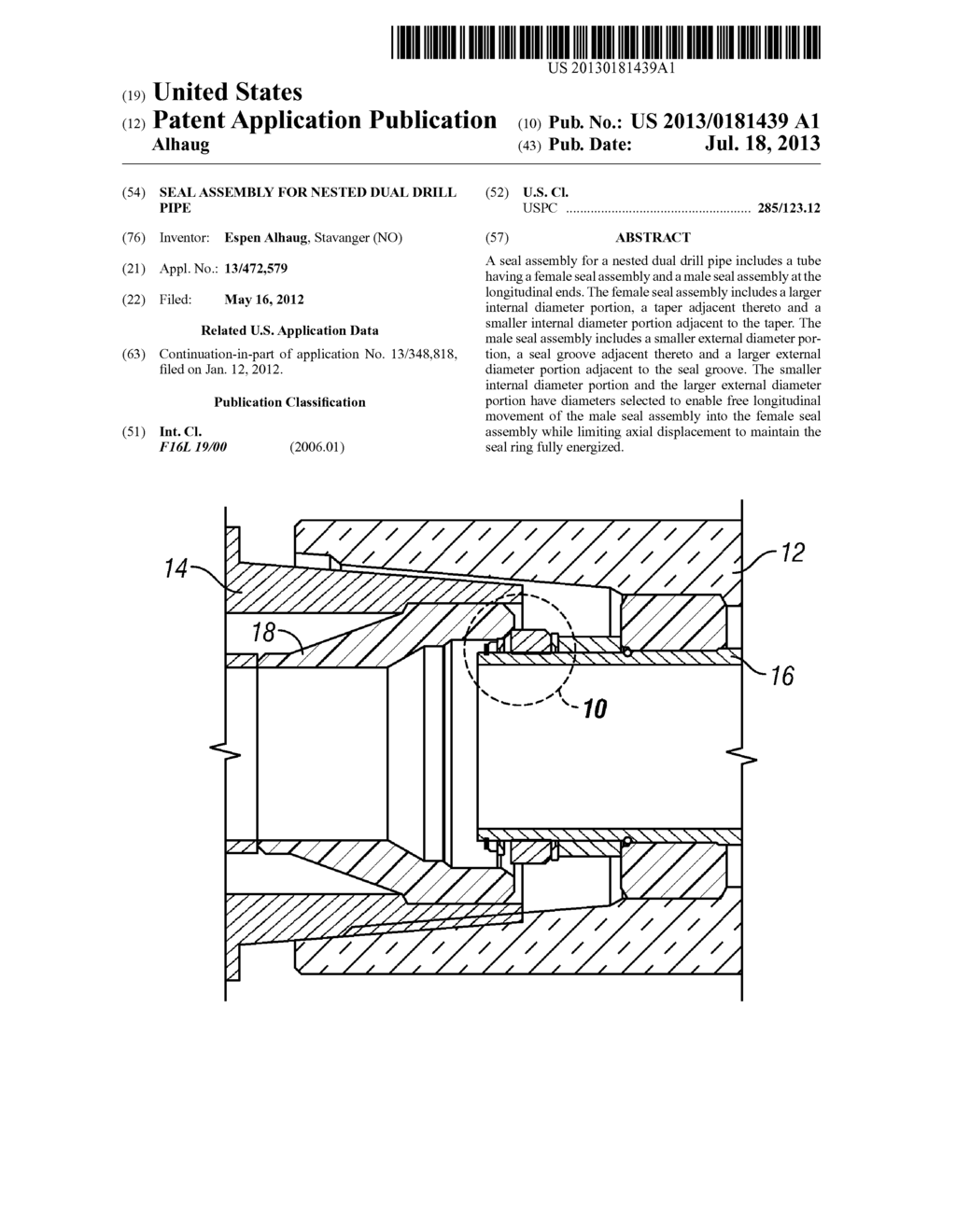 SEAL ASSEMBLY FOR NESTED DUAL DRILL PIPE - diagram, schematic, and image 01