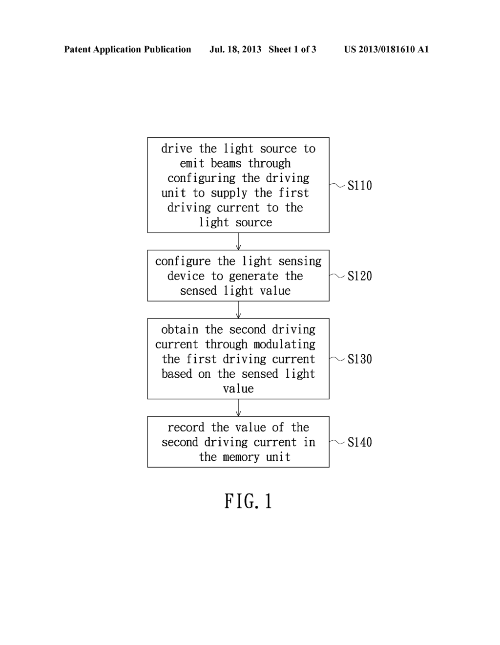 LIGHT SENSING MODULE AND CALIBRATION METHOD FOR DRIVING CURRENT OF LIGHT     SOURCE - diagram, schematic, and image 02