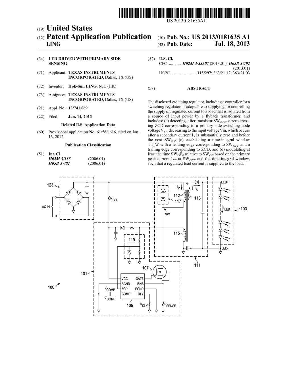 LED Driver with Primary Side Sensing - diagram, schematic, and image 01