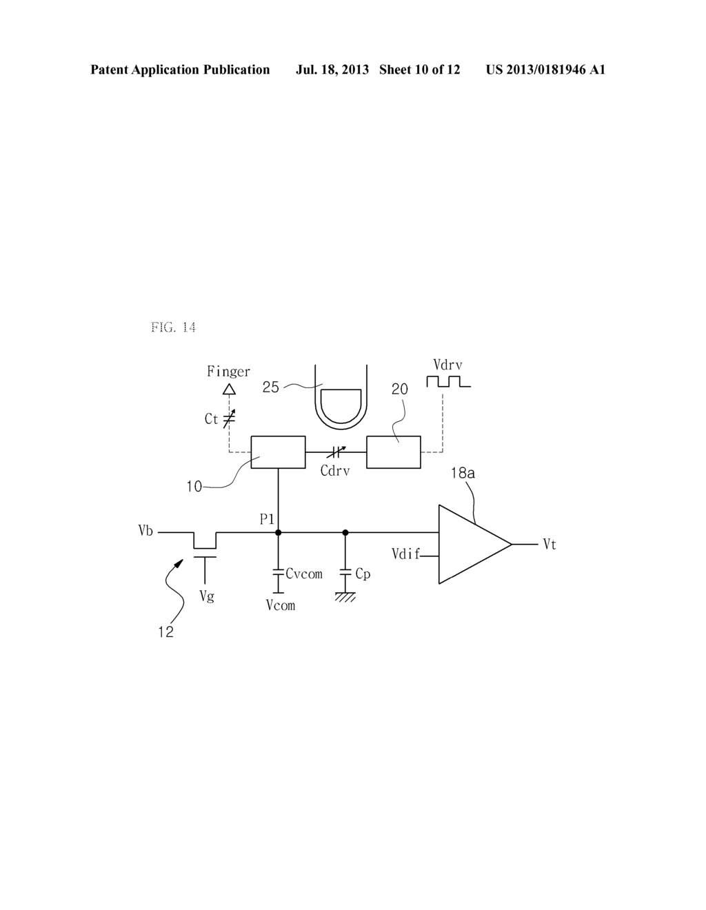 CAPACITIVE TOUCH DETECTING DEVICE AND METHOD AND CAPACITIVE TOUCH SCREEN     PANEL USING LEVEL SHIFT, AND DISPLAY DEVICE USING THE CAPACITIVE TOUCH     SCREEN PANEL - diagram, schematic, and image 11