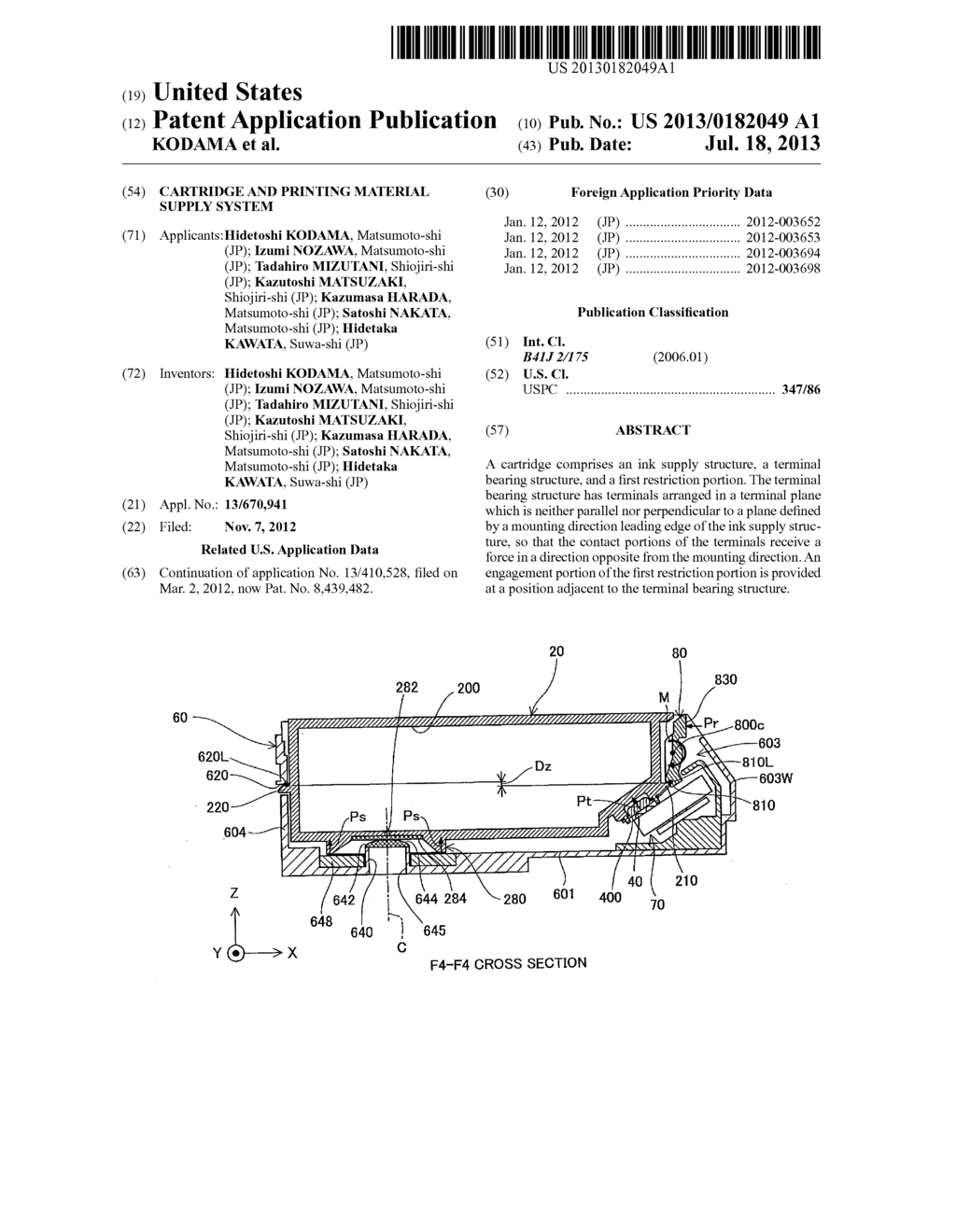 CARTRIDGE AND PRINTING MATERIAL SUPPLY SYSTEM - diagram, schematic, and image 01