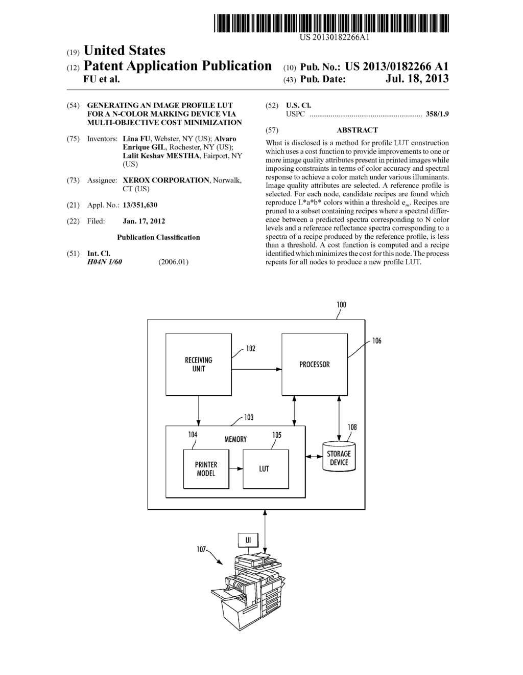 GENERATING AN IMAGE PROFILE LUT FOR A N-COLOR MARKING DEVICE VIA     MULTI-OBJECTIVE COST MINIMIZATION - diagram, schematic, and image 01