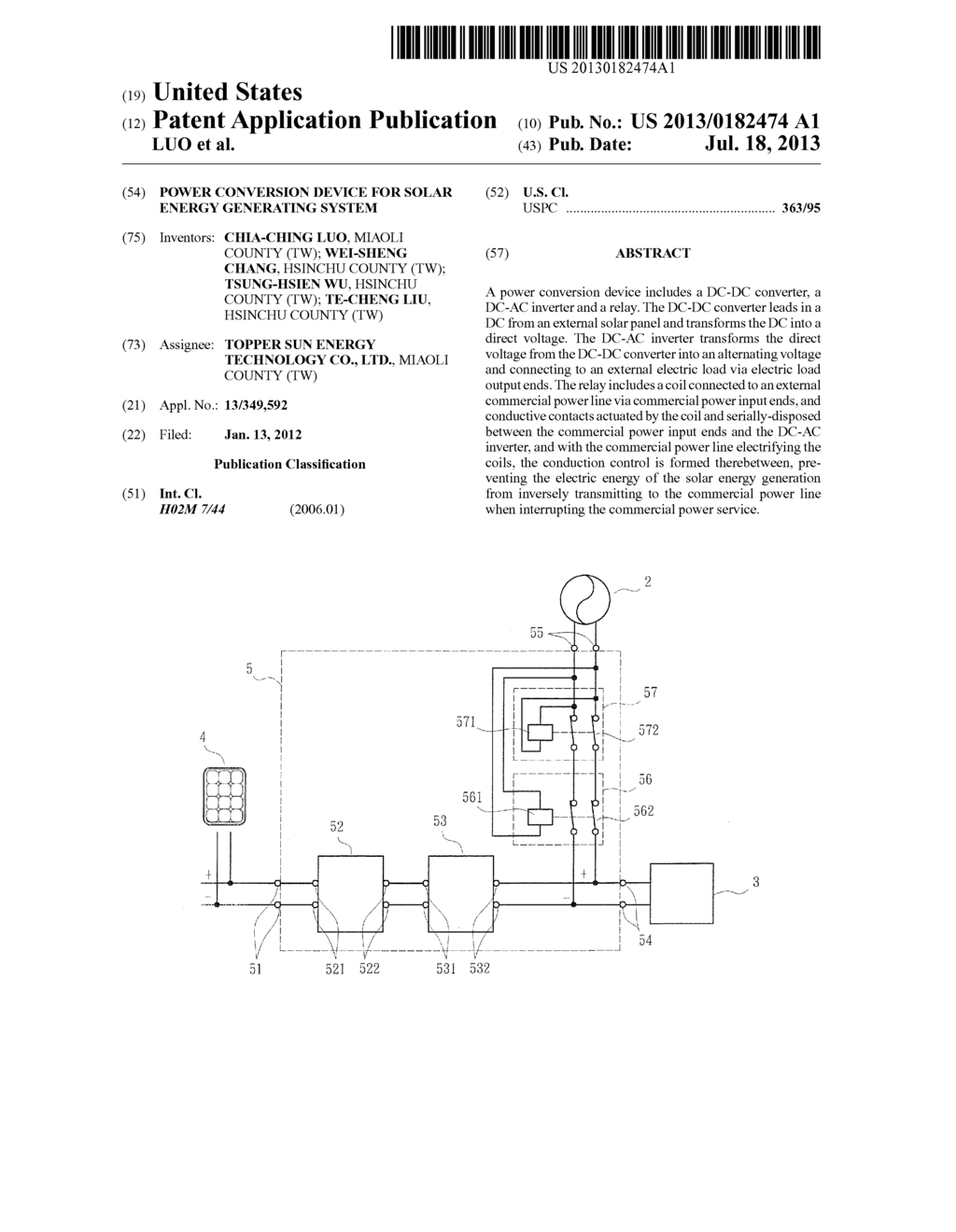 POWER CONVERSION DEVICE FOR SOLAR ENERGY GENERATING SYSTEM - diagram, schematic, and image 01