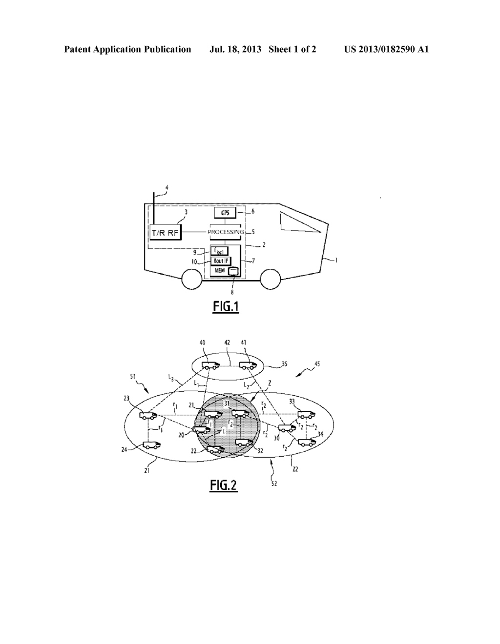 Communication Method Between Two Distinct Networks with Radio     Communication Nodes, Associated Processing Module and Computer Program - diagram, schematic, and image 02