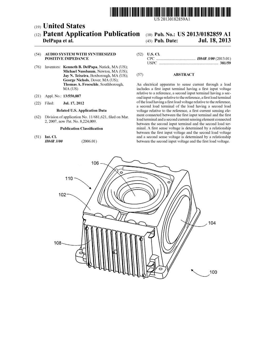 AUDIO SYSTEM WITH SYNTHESIZED POSITIVE IMPEDANCE - diagram, schematic, and image 01