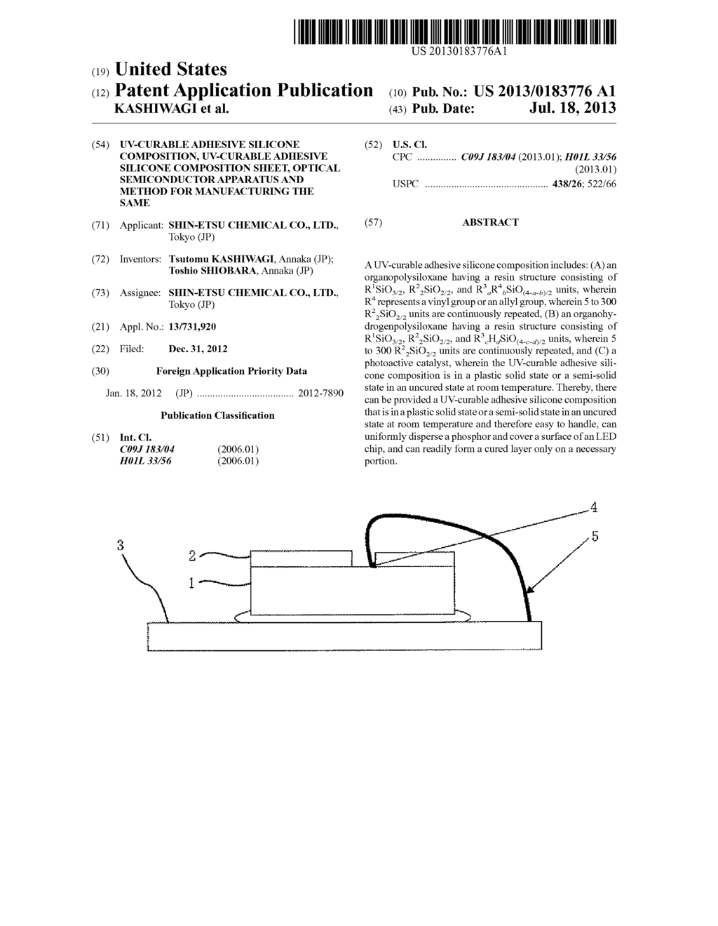 UV-CURABLE ADHESIVE SILICONE COMPOSITION, UV-CURABLE ADHESIVE SILICONE     COMPOSITION SHEET, OPTICAL SEMICONDUCTOR APPARATUS AND METHOD FOR     MANUFACTURING THE SAME - diagram, schematic, and image 01