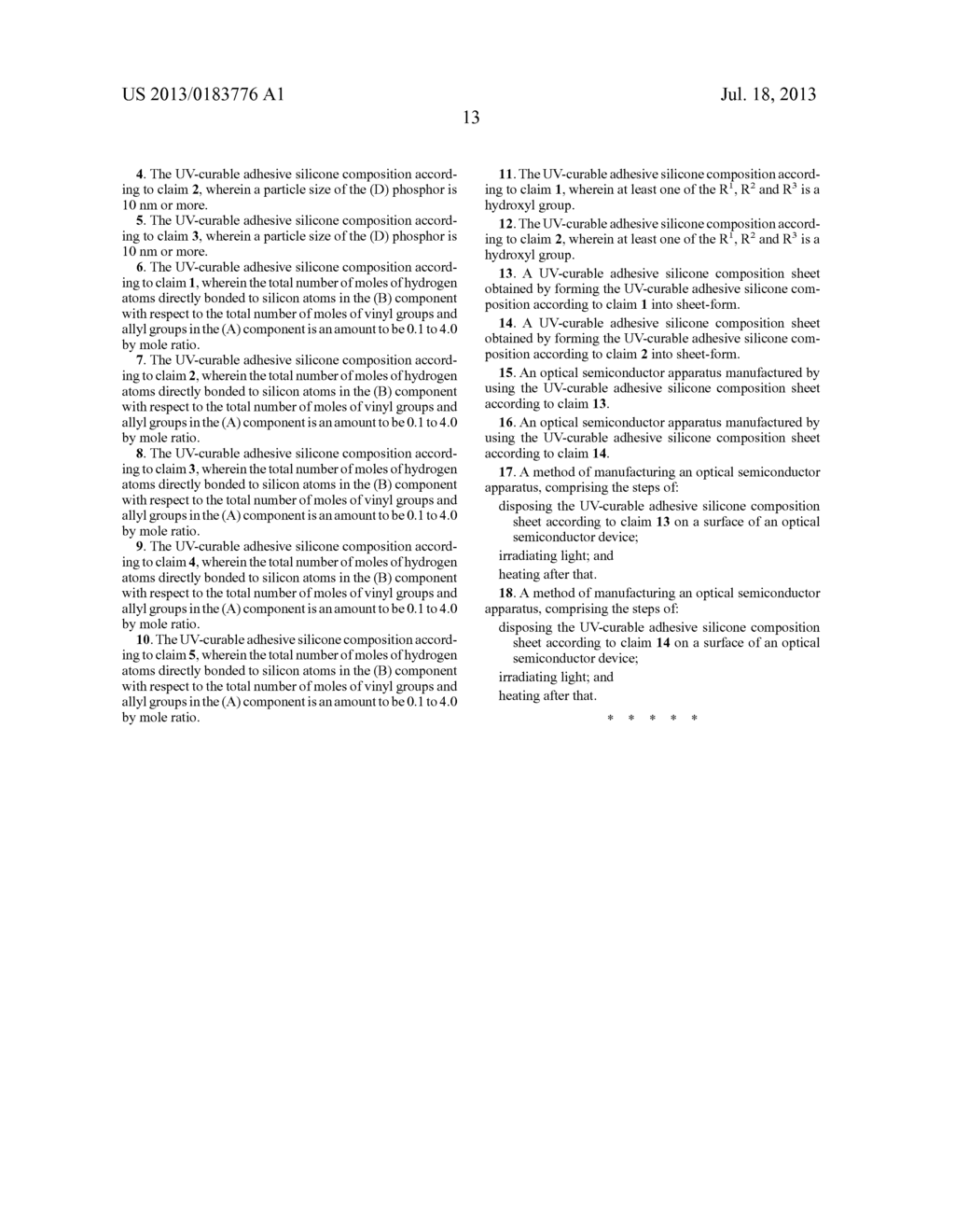 UV-CURABLE ADHESIVE SILICONE COMPOSITION, UV-CURABLE ADHESIVE SILICONE     COMPOSITION SHEET, OPTICAL SEMICONDUCTOR APPARATUS AND METHOD FOR     MANUFACTURING THE SAME - diagram, schematic, and image 15