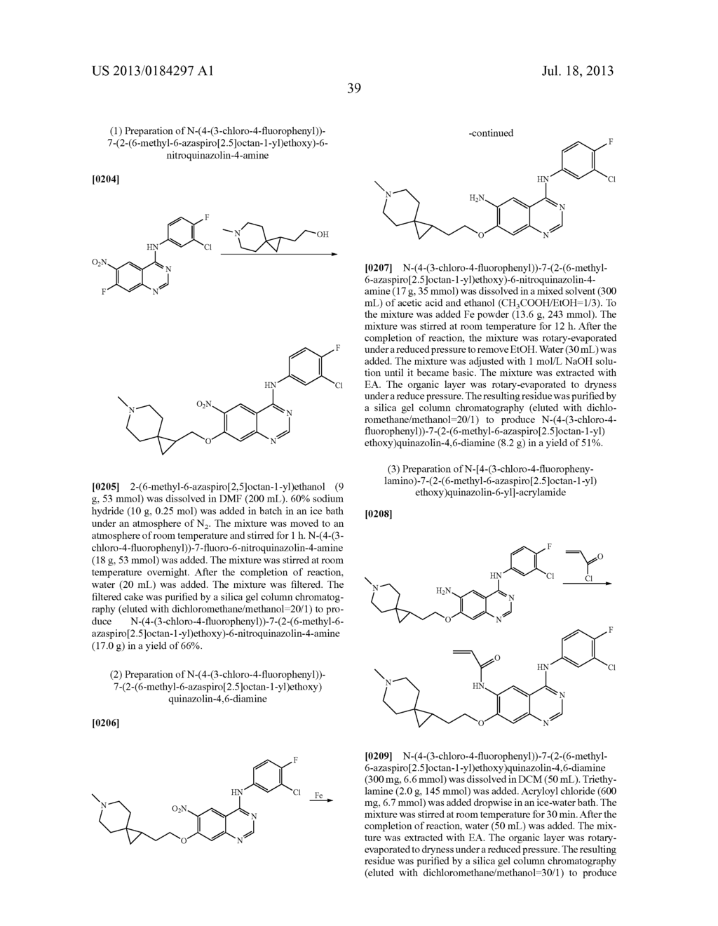 QUINAZOLINE DERIVATIVES SUBSTITUTED BY ANILINE, PREPARATION METHOD AND USE     THEREOF - diagram, schematic, and image 40