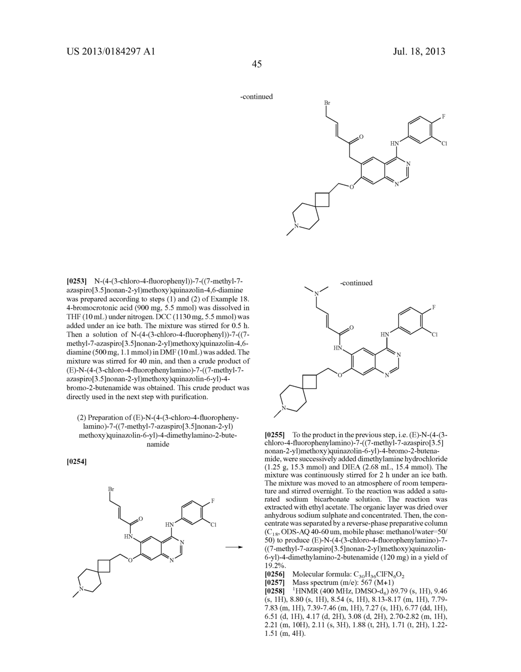 QUINAZOLINE DERIVATIVES SUBSTITUTED BY ANILINE, PREPARATION METHOD AND USE     THEREOF - diagram, schematic, and image 46