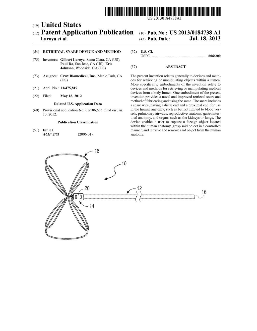 RETRIEVAL SNARE DEVICE AND METHOD - diagram, schematic, and image 01