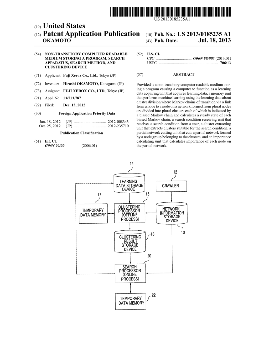 NON-TRANSITORY COMPUTER READABLE MEDIUM STORING A PROGRAM, SEARCH     APPARATUS, SEARCH METHOD, AND CLUSTERING DEVICE - diagram, schematic, and image 01