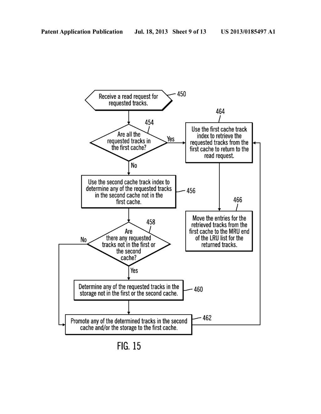 MANAGING CACHING OF EXTENTS OF TRACKS IN A FIRST CACHE, SECOND CACHE AND     STORAGE - diagram, schematic, and image 10