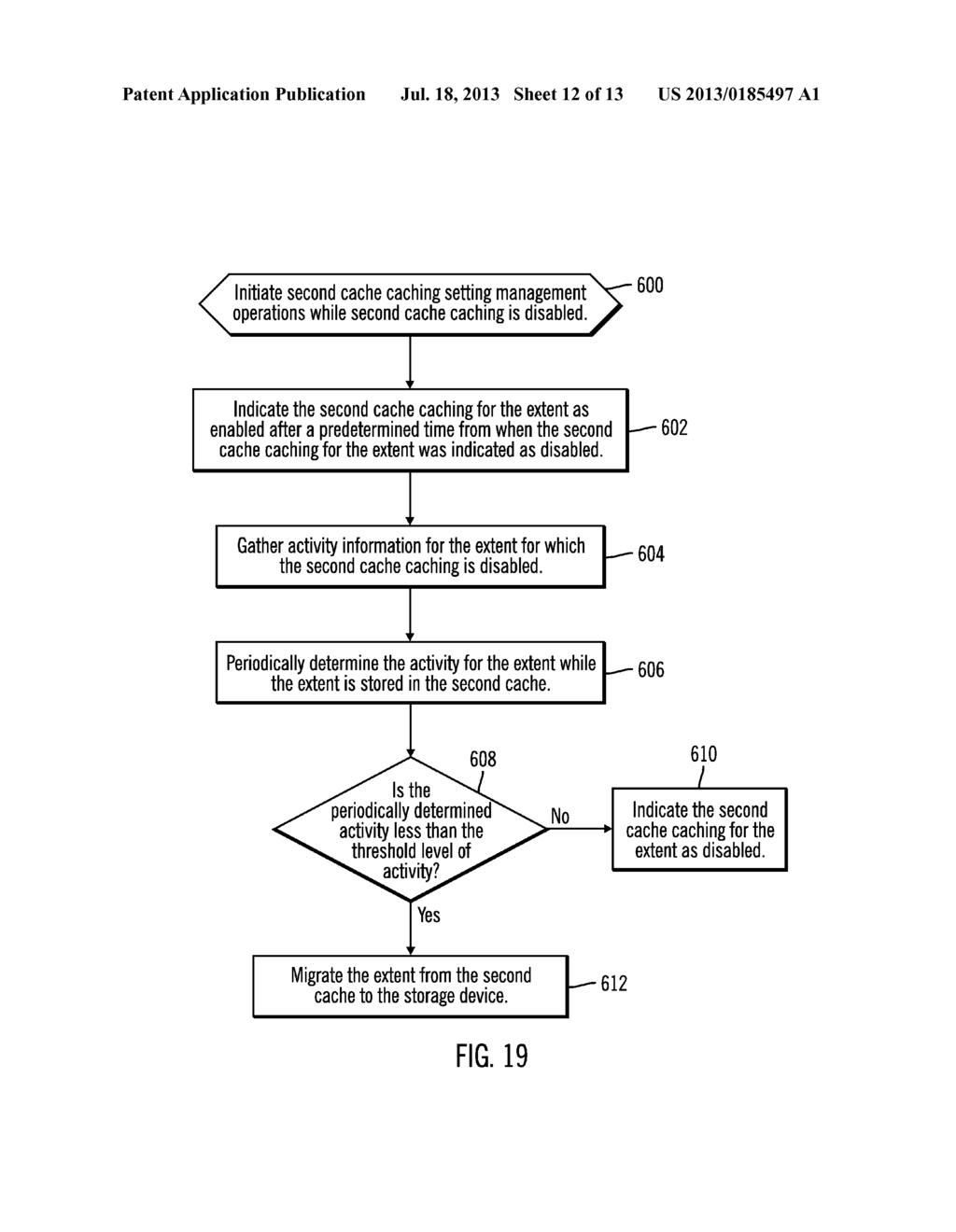 MANAGING CACHING OF EXTENTS OF TRACKS IN A FIRST CACHE, SECOND CACHE AND     STORAGE - diagram, schematic, and image 13