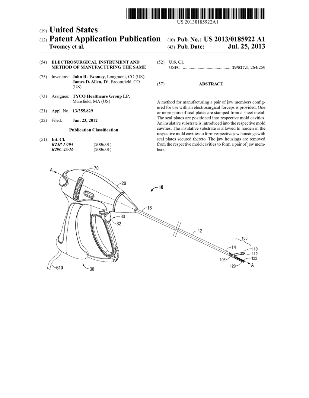 Electrosurgical Instrument And Method Of Manufacturing The Same - diagram, schematic, and image 01