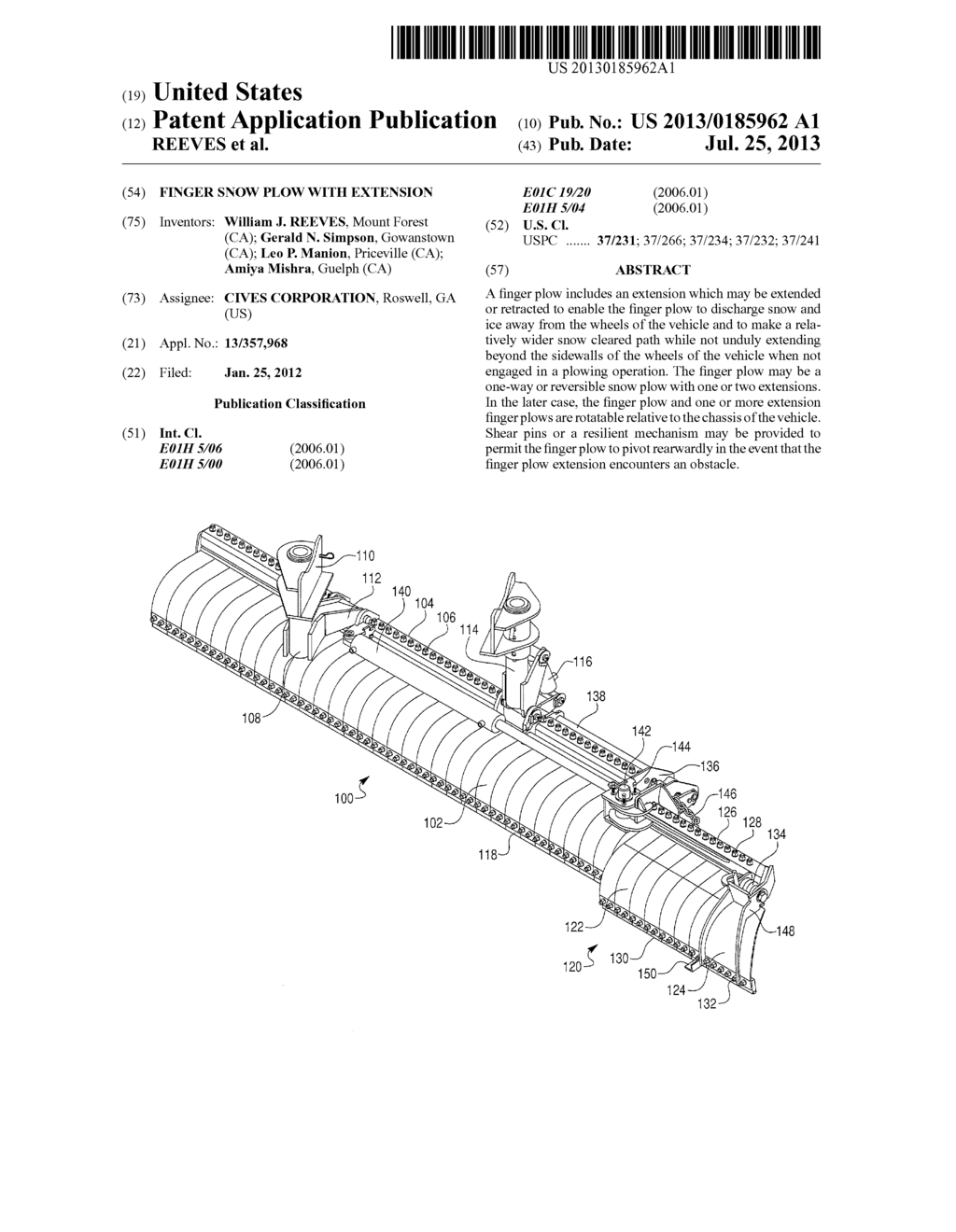 FINGER SNOW PLOW WITH EXTENSION - diagram, schematic, and image 01