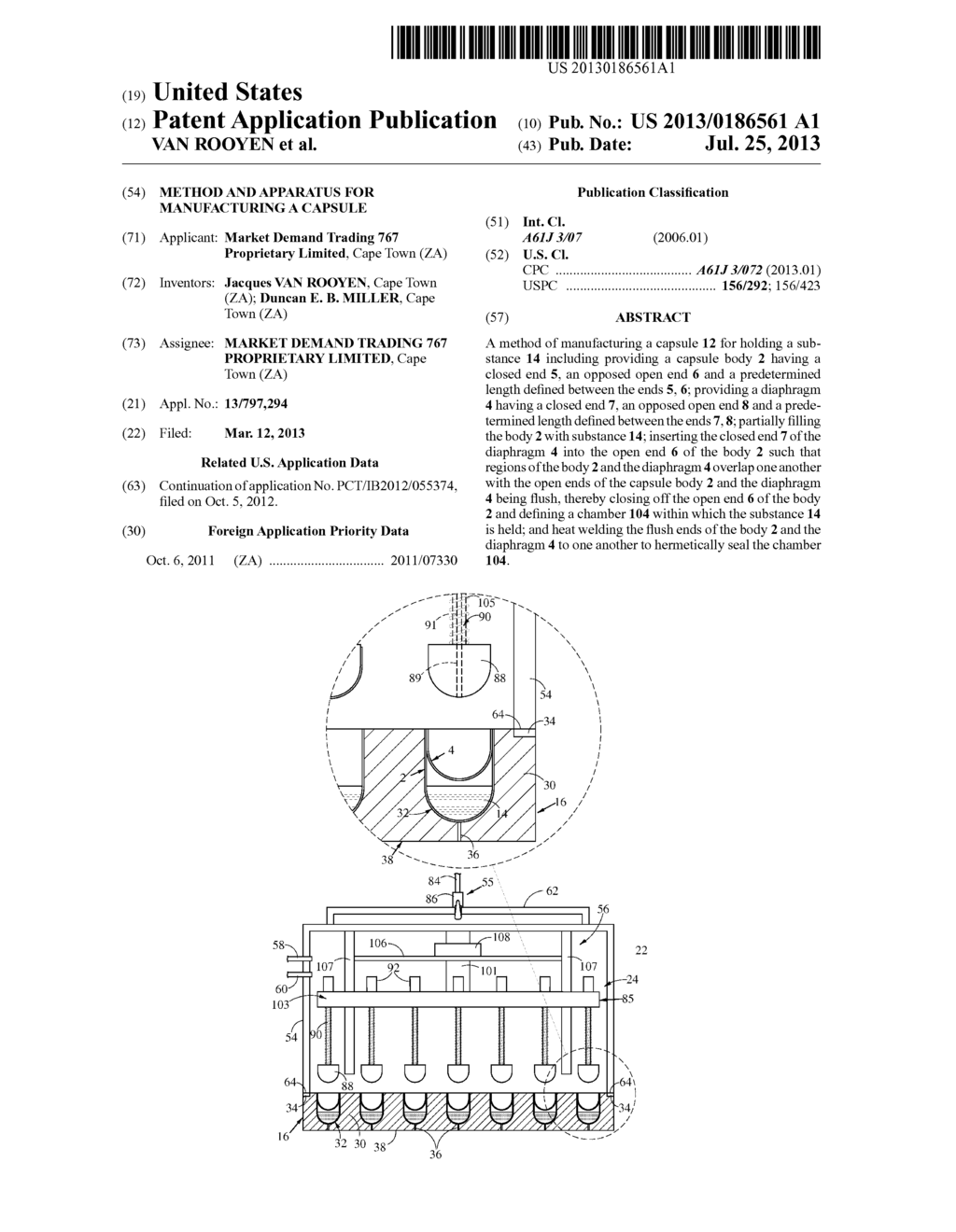 METHOD AND APPARATUS FOR MANUFACTURING A CAPSULE - diagram, schematic, and image 01