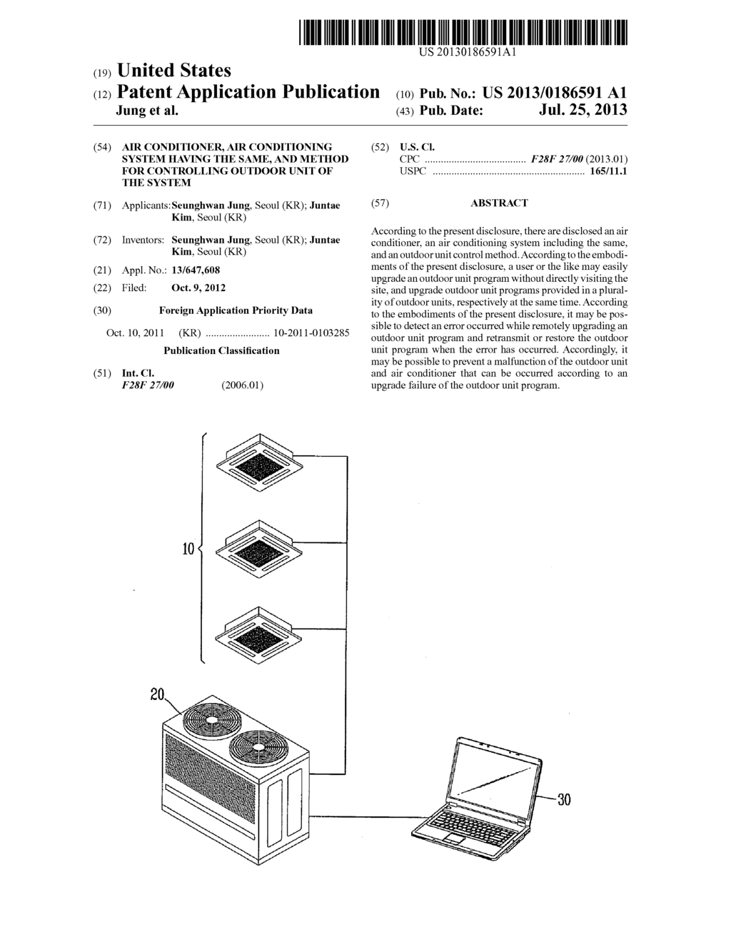 AIR CONDITIONER, AIR CONDITIONING SYSTEM HAVING THE SAME, AND METHOD FOR     CONTROLLING OUTDOOR UNIT OF THE SYSTEM - diagram, schematic, and image 01