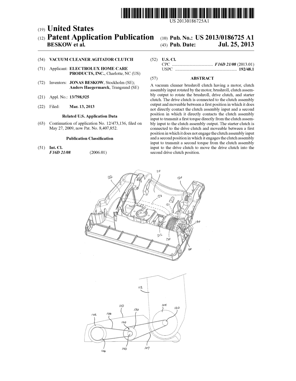 VACUUM CLEANER AGITATOR CLUTCH - diagram, schematic, and image 01