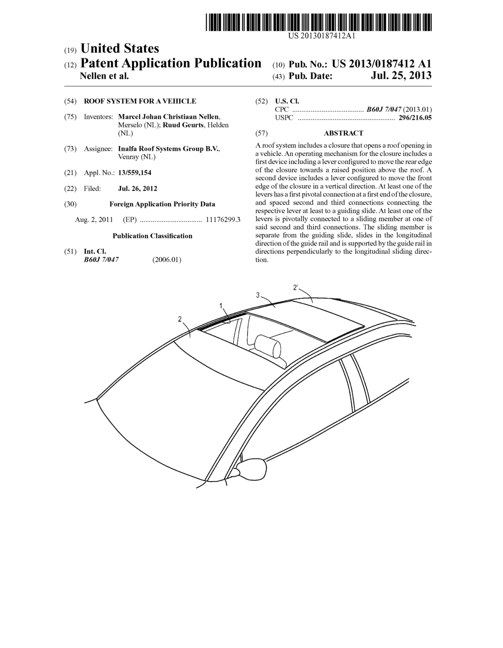 ROOF SYSTEM FOR A VEHICLE - diagram, schematic, and image 01