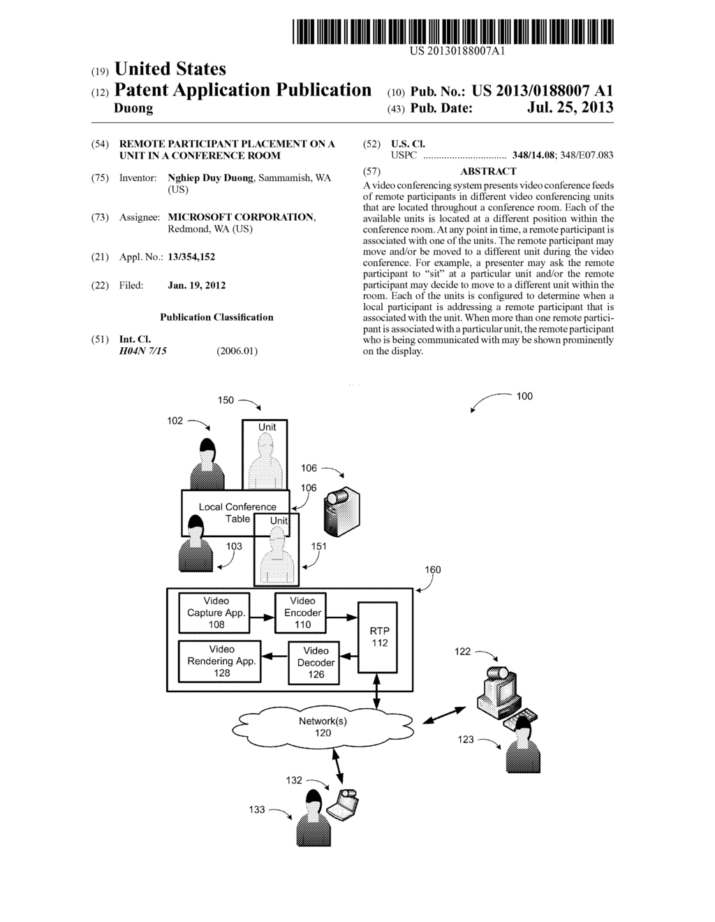 REMOTE PARTICIPANT PLACEMENT ON A UNIT IN A CONFERENCE ROOM - diagram, schematic, and image 01