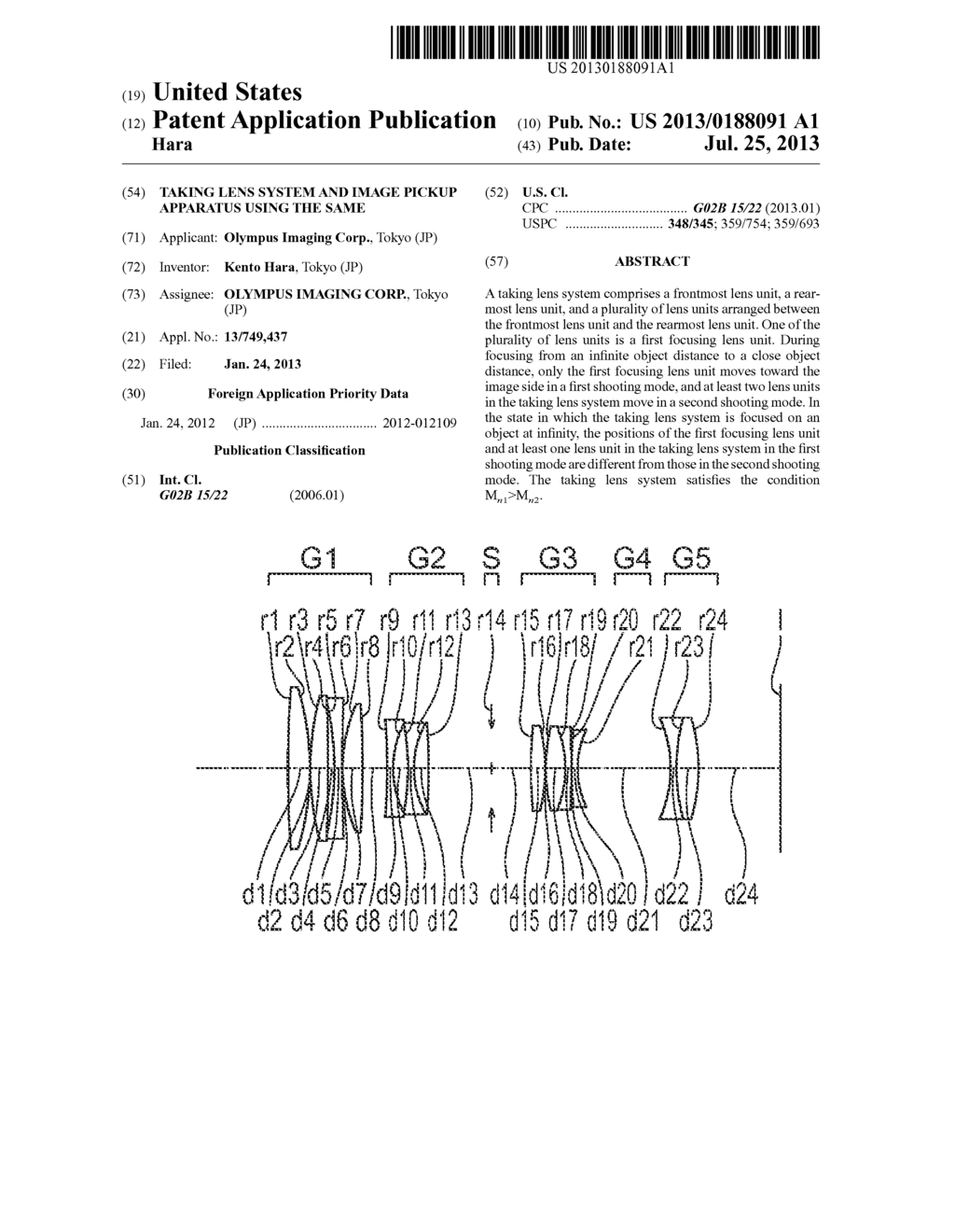 Taking Lens System and Image Pickup Apparatus Using the Same - diagram, schematic, and image 01