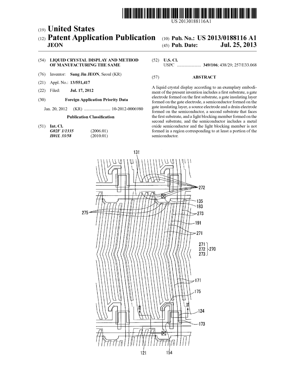 LIQUID CRYSTAL DISPLAY AND METHOD OF MANUFACTURING THE SAME - diagram, schematic, and image 01