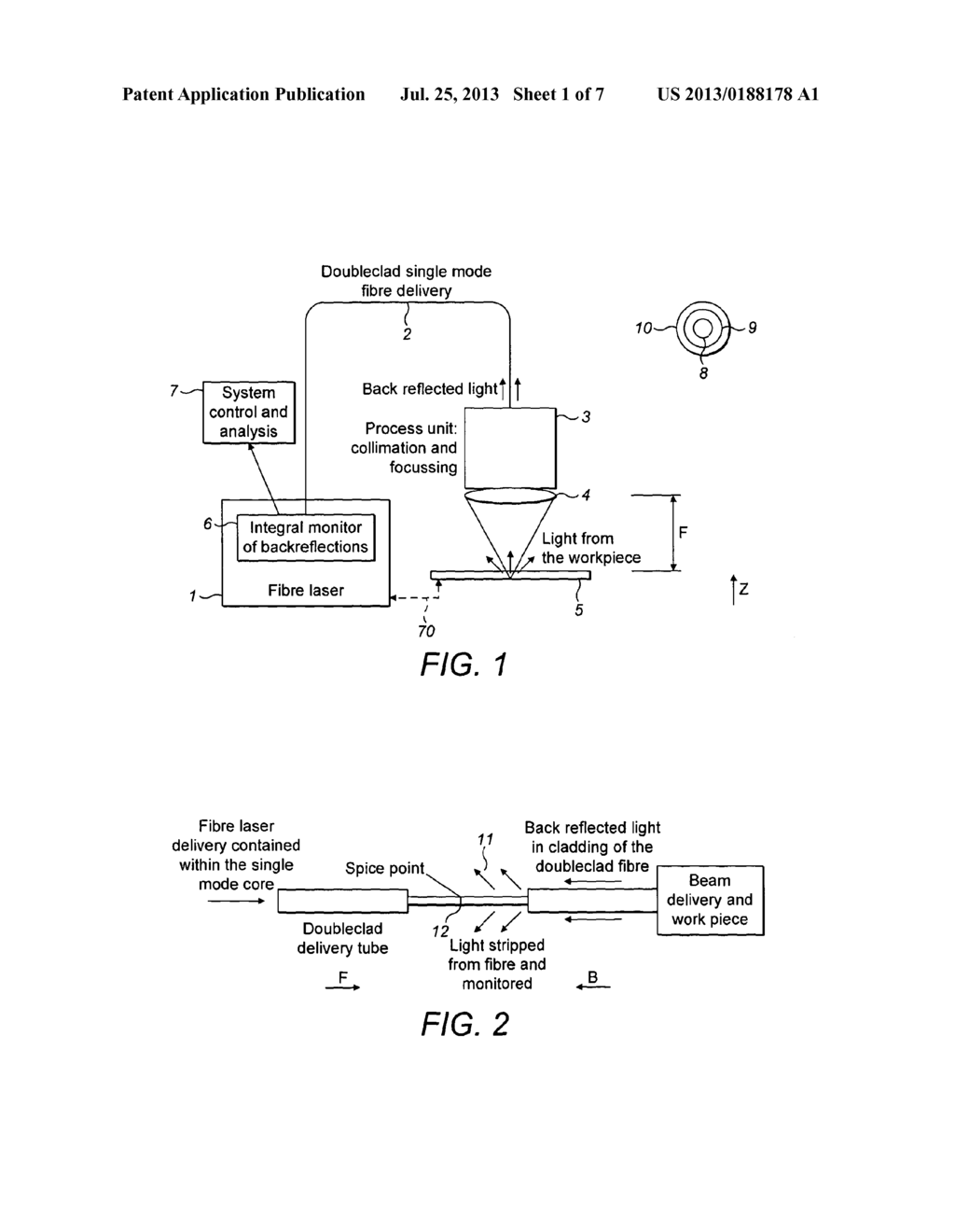 METHOD OF AND MATERIAL PROCESSING APPARATUS FOR OPTIMISING THE FOCUS OF A     FIBRE LASER; METHOD OF MEASURING CHANGES IN THE FOCUS OF A FIBRE LASER - diagram, schematic, and image 02