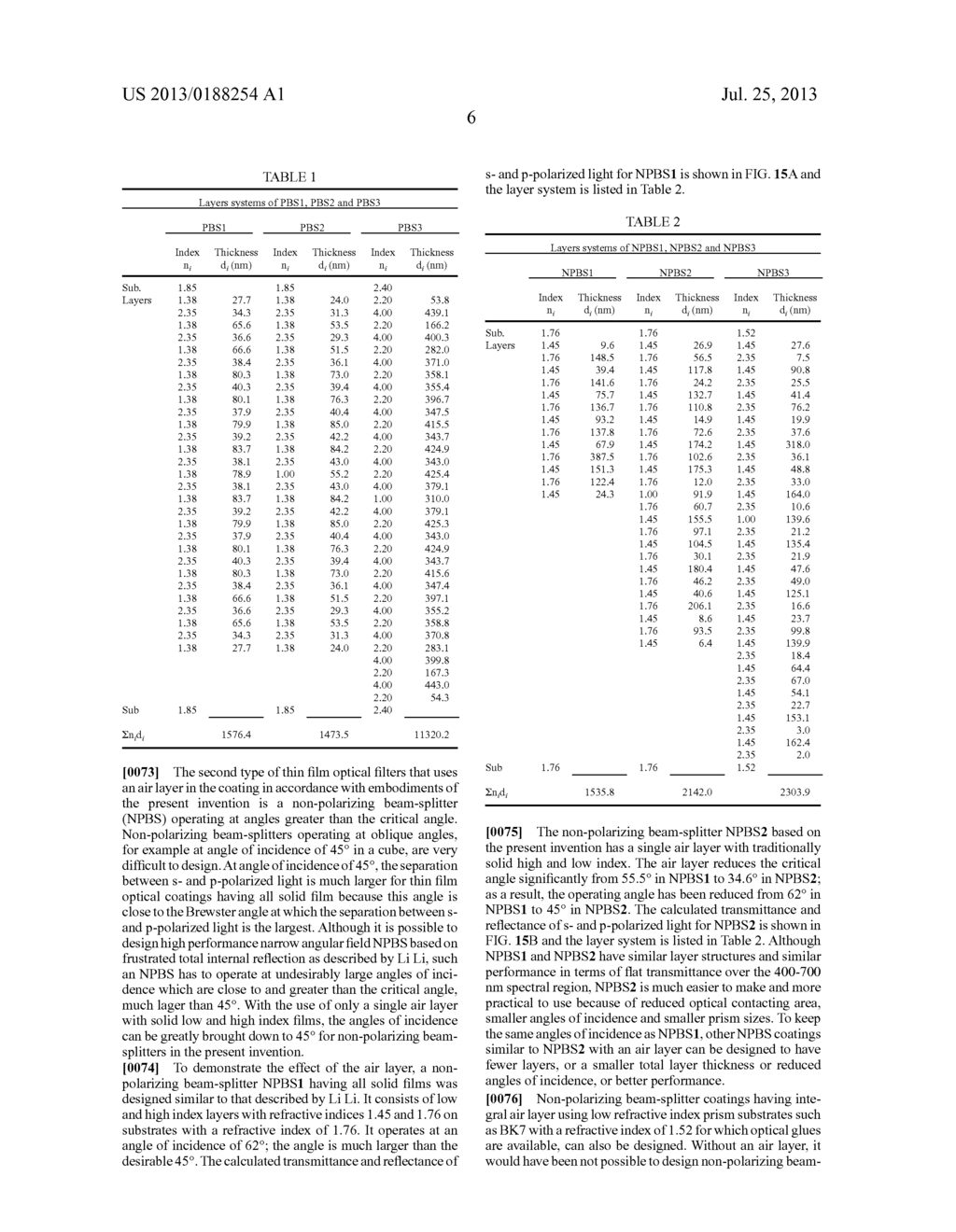 THIN FILM OPTICAL FILTERS WITH AN INTEGRAL AIR LAYER - diagram, schematic, and image 40