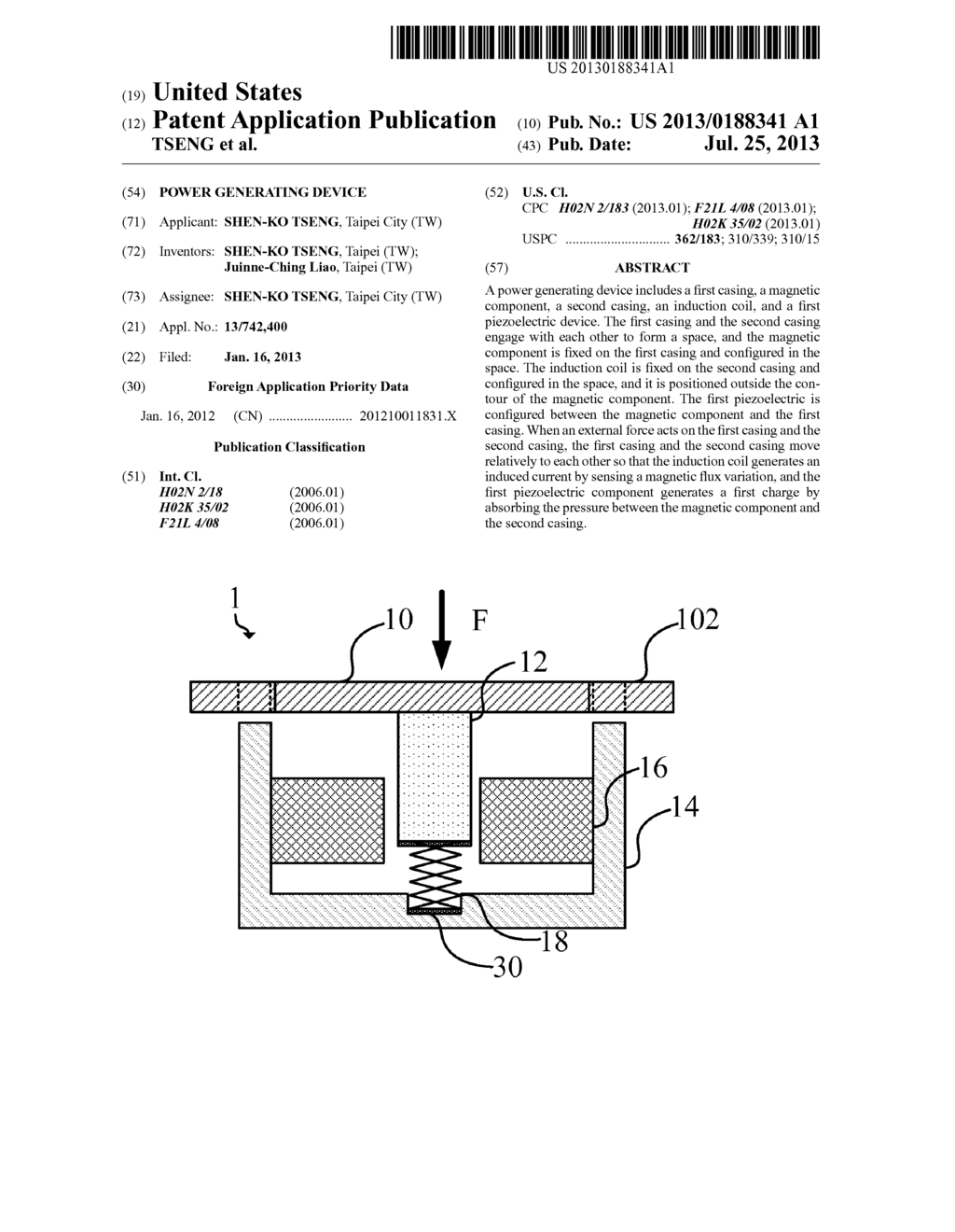 POWER GENERATING DEVICE - diagram, schematic, and image 01