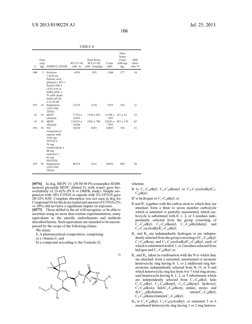 VITAMIN E FORMULATIONS OF SULFAMIDE NS3 INHIBITORS - diagram, schematic, and image 110