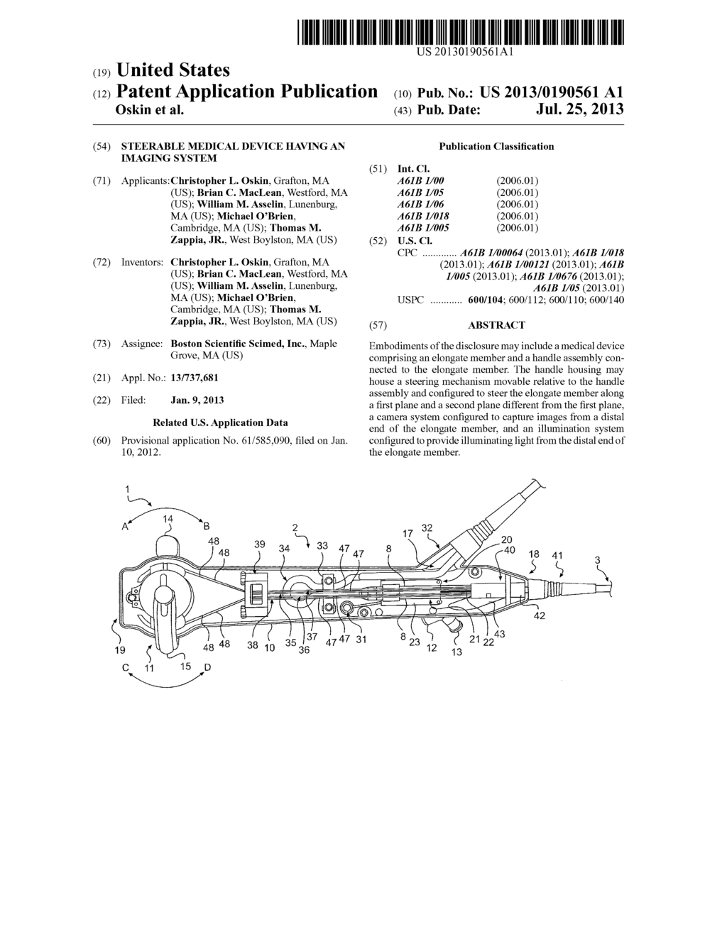 STEERABLE MEDICAL DEVICE HAVING AN IMAGING SYSTEM - diagram, schematic, and image 01