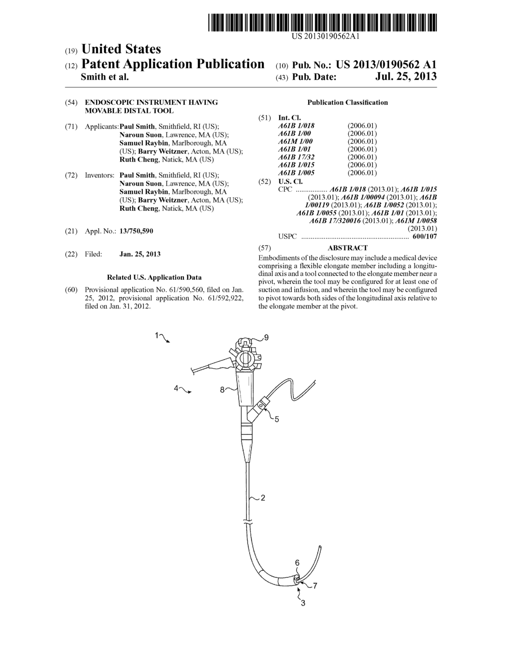 ENDOSCOPIC INSTRUMENT HAVING MOVABLE DISTAL TOOL - diagram, schematic, and image 01