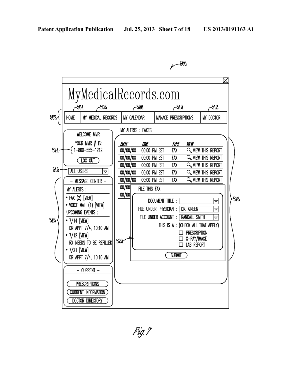 HEALTH RECORD WITH INBOUND AND OUTBOUND FAX FUNCTIONALITY - diagram, schematic, and image 08