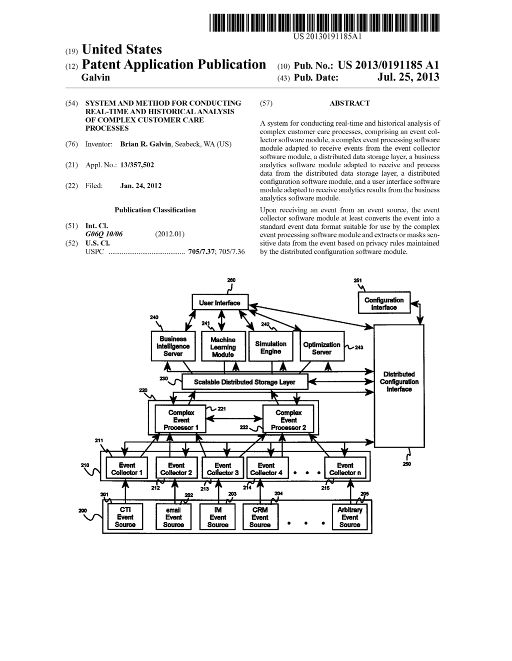 SYSTEM AND METHOD FOR CONDUCTING REAL-TIME AND HISTORICAL ANALYSIS OF     COMPLEX CUSTOMER CARE PROCESSES - diagram, schematic, and image 01