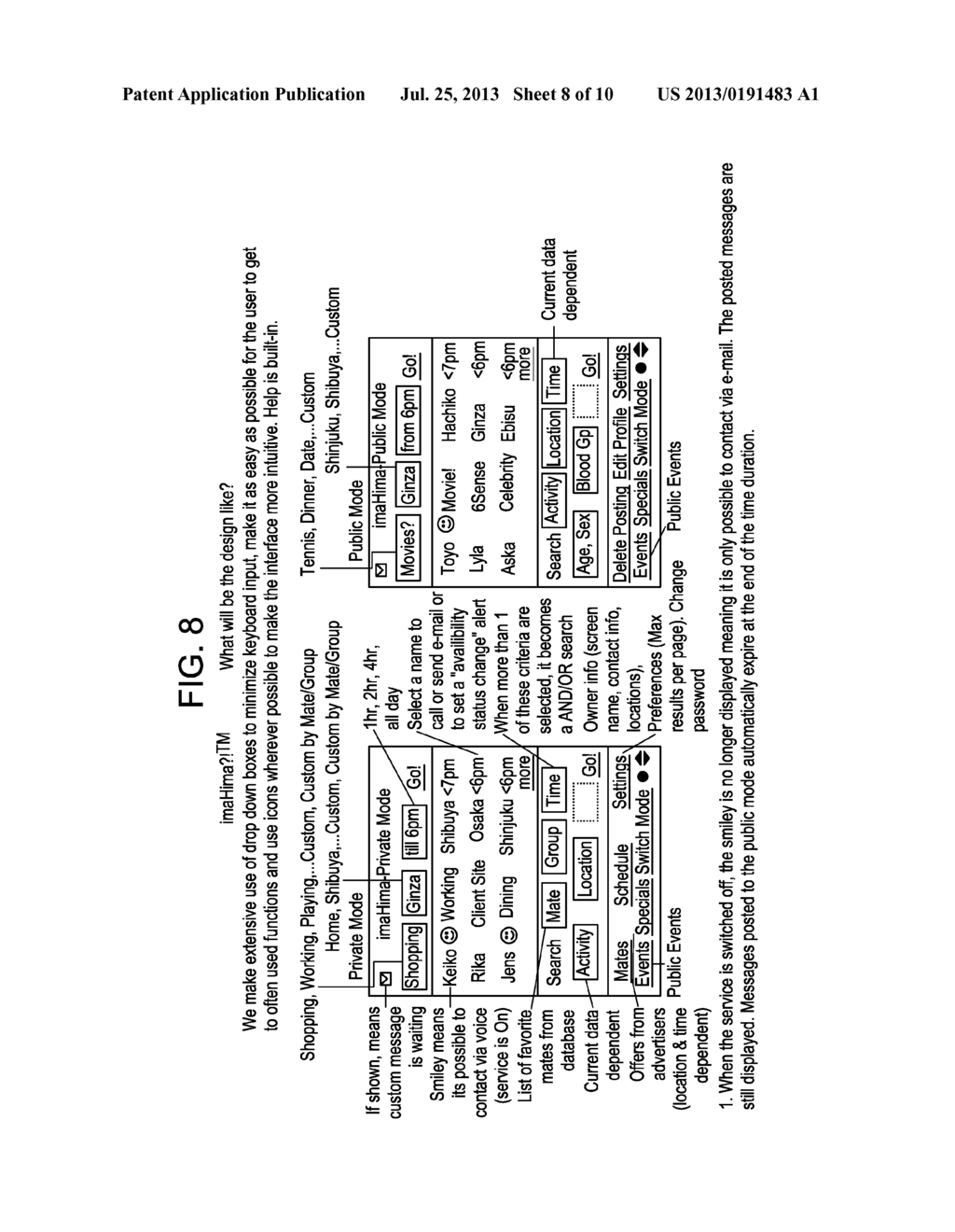 SYSTEMS FOR COMMUNICATING CURRENT AND FUTURE ACTIVITY INFORMATION AMONG     MOBILE INTERNET USERS AND METHODS THEREFOR - diagram, schematic, and image 09