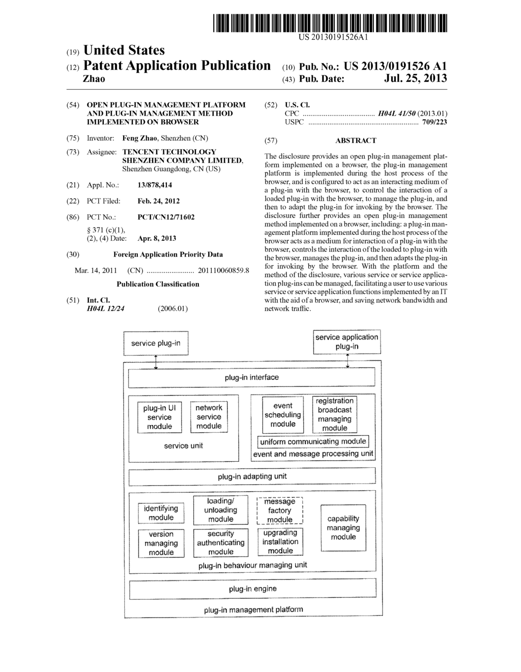 OPEN PLUG-IN MANAGEMENT PLATFORM AND PLUG-IN MANAGEMENT METHOD IMPLEMENTED     ON BROWSER - diagram, schematic, and image 01