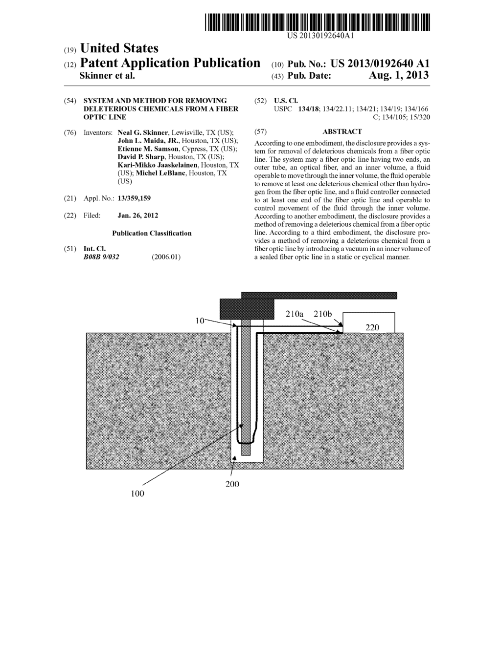 SYSTEM AND METHOD FOR REMOVING DELETERIOUS CHEMICALS FROM A FIBER OPTIC     LINE - diagram, schematic, and image 01