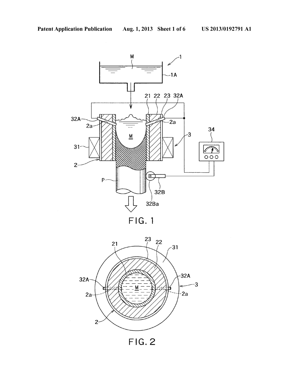 MOLDING DEVICE FOR CONTINUOUS CASTING EQUIPPED WITH AGITATOR - diagram, schematic, and image 02