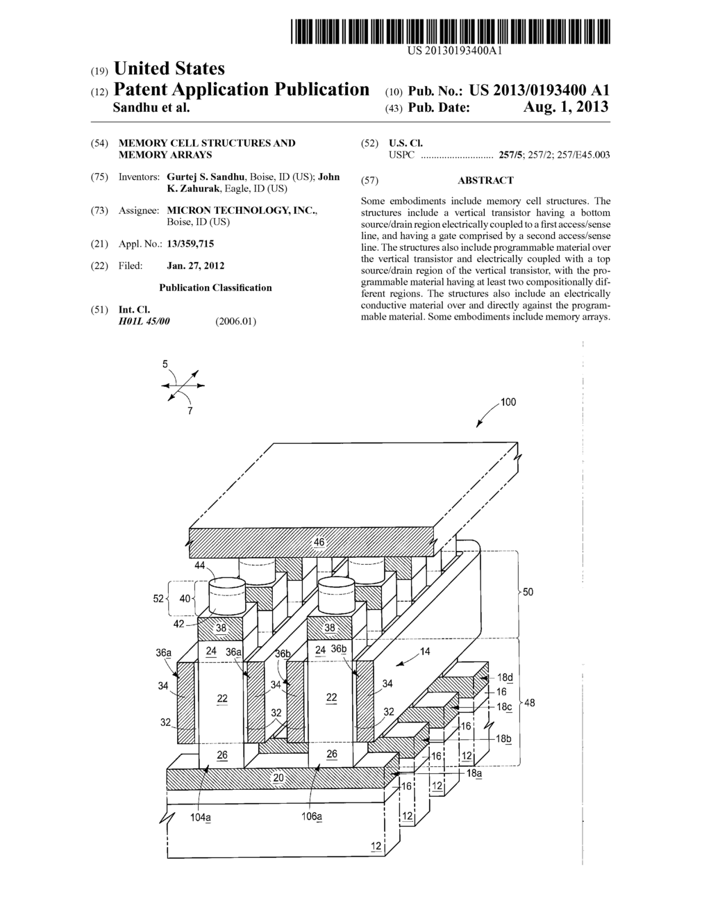 Memory Cell Structures and Memory Arrays - diagram, schematic, and image 01