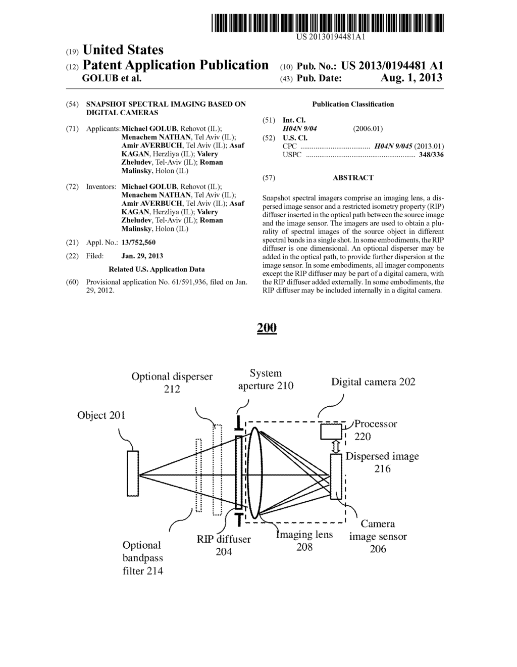 SNAPSHOT SPECTRAL IMAGING BASED ON DIGITAL CAMERAS - diagram, schematic, and image 01