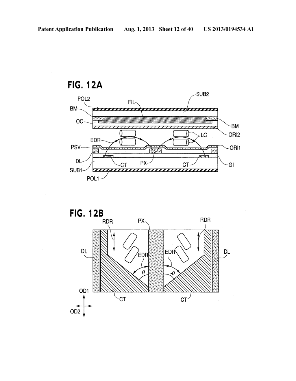 In-Plane Field Type Liquid Crystal Display Device Comprising Liquid     Crystal Molecules With More Than Two Kinds of Reorientation Directions - diagram, schematic, and image 13