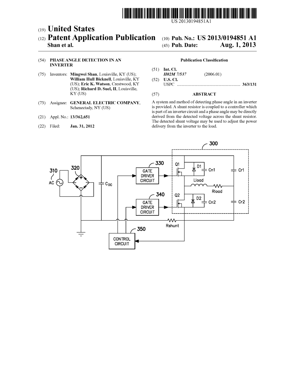 PHASE ANGLE DETECTION IN AN INVERTER - diagram, schematic, and image 01