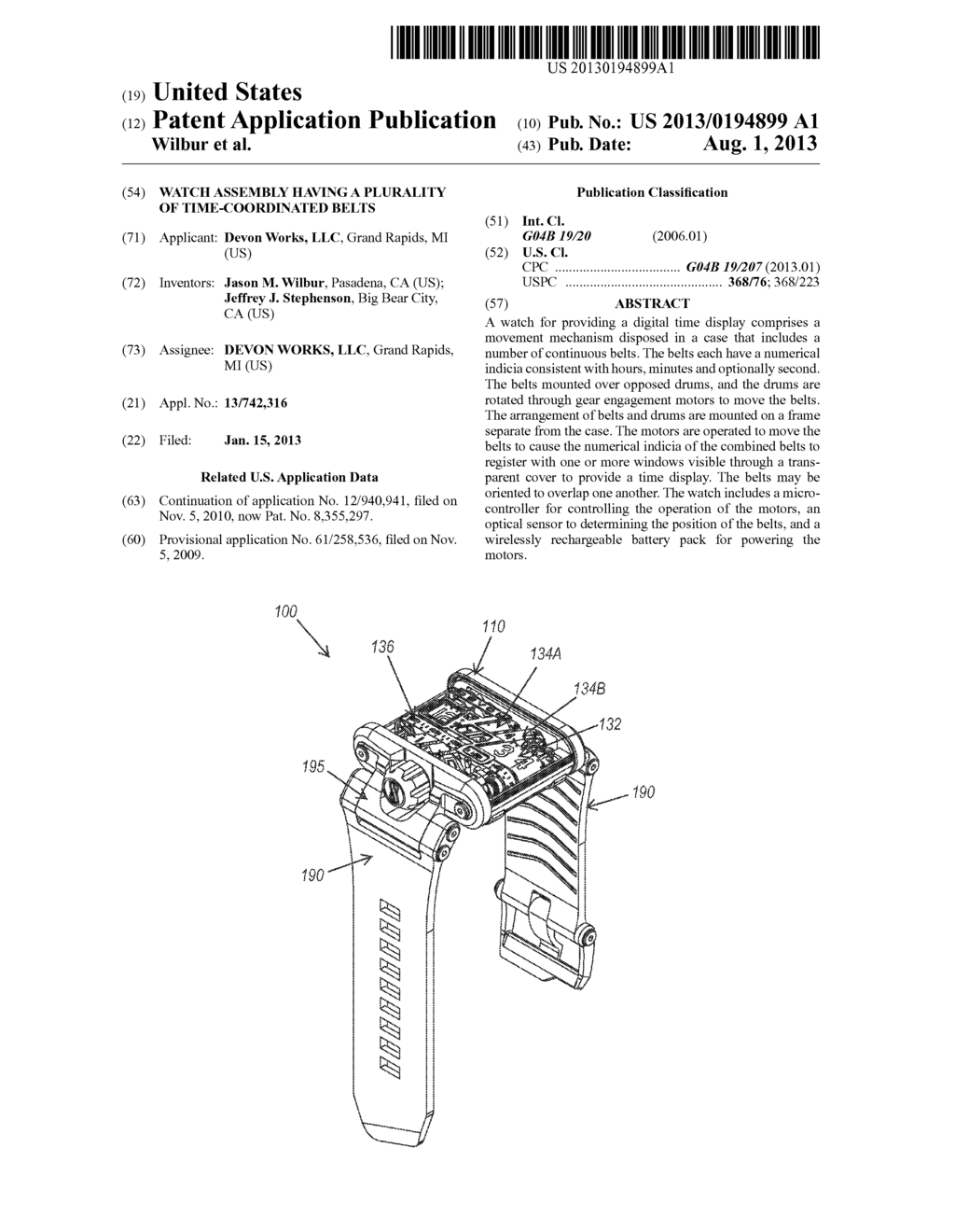 WATCH ASSEMBLY HAVING A PLURALITY OF TIME-COORDINATED BELTS - diagram, schematic, and image 01