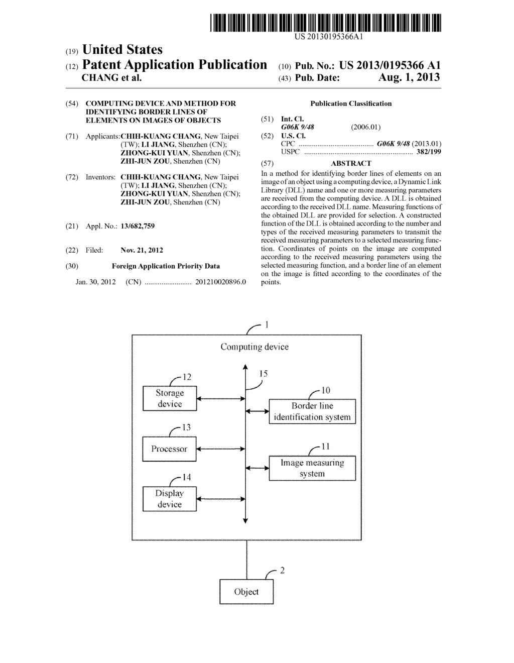 COMPUTING DEVICE AND METHOD FOR IDENTIFYING BORDER LINES OF ELEMENTS ON     IMAGES OF OBJECTS - diagram, schematic, and image 01