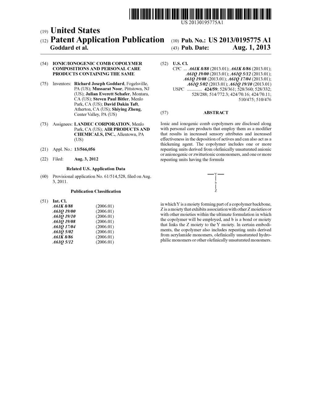 IONIC/IONOGENIC COMB COPOLYMER COMPOSITIONS AND PERSONAL CARE PRODUCTS     CONTAINING THE SAME - diagram, schematic, and image 01