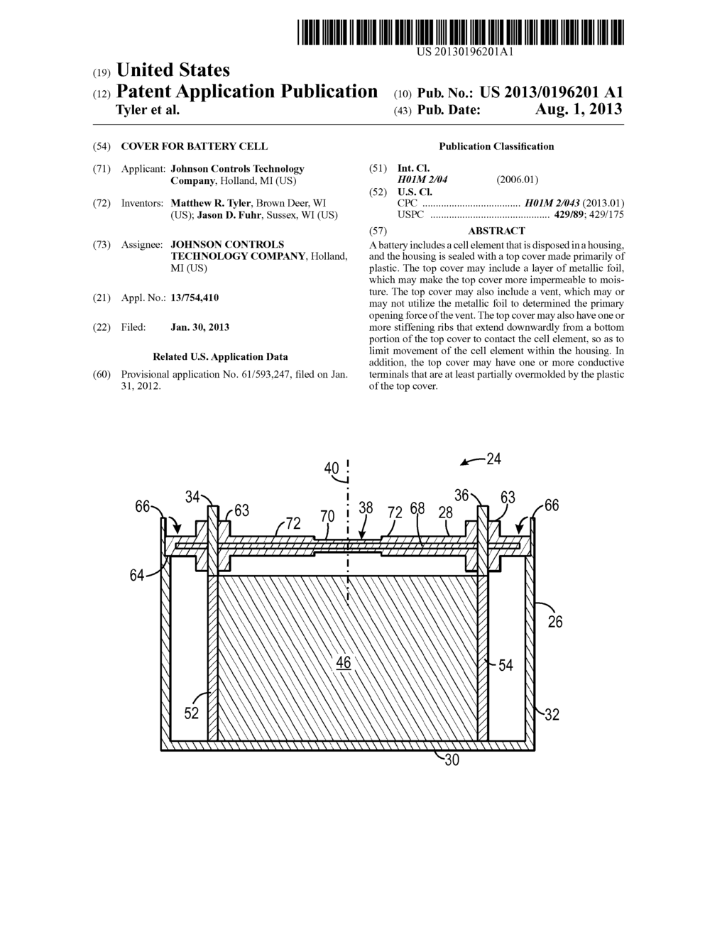 COVER FOR BATTERY CELL - diagram, schematic, and image 01