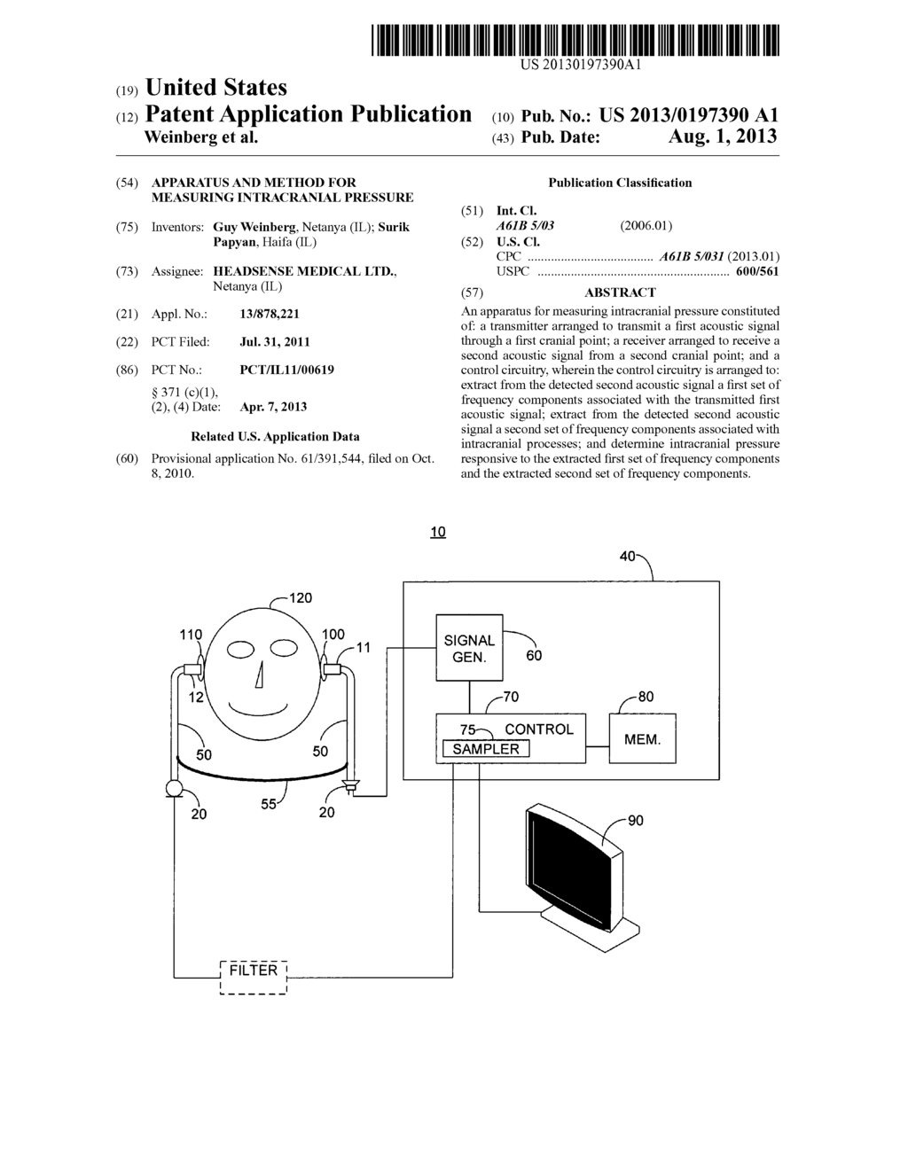 APPARATUS AND METHOD FOR MEASURING INTRACRANIAL PRESSURE - diagram, schematic, and image 01