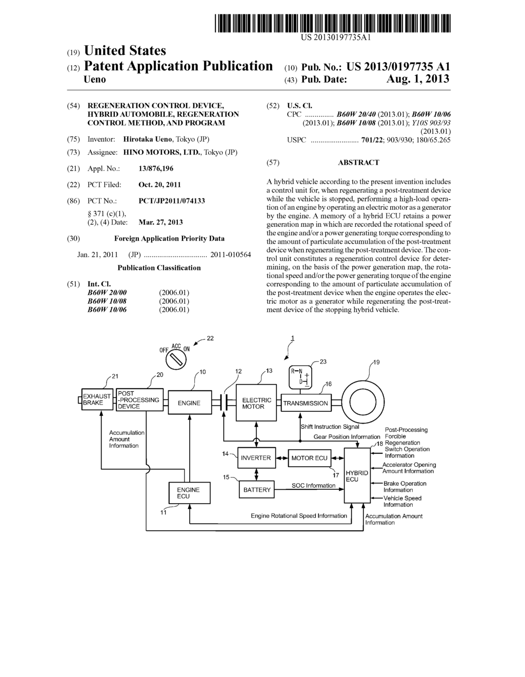 REGENERATION CONTROL DEVICE, HYBRID AUTOMOBILE, REGENERATION CONTROL     METHOD, AND PROGRAM - diagram, schematic, and image 01