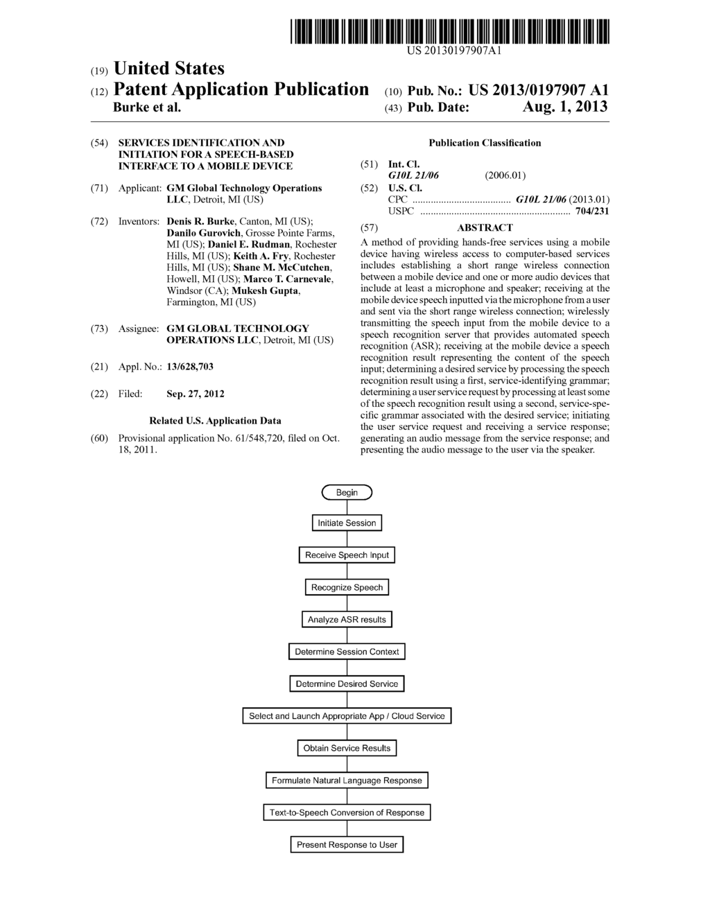 SERVICES IDENTIFICATION AND INITIATION FOR A SPEECH-BASED INTERFACE TO A     MOBILE DEVICE - diagram, schematic, and image 01